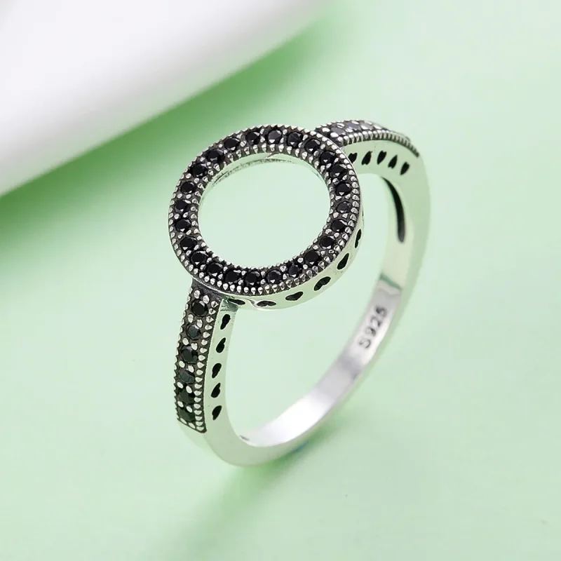 (image for) Pandora Style Silver Sparkling Halo Ring - SCR112 - View 4