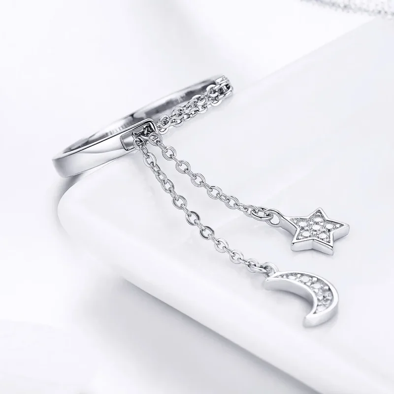 (image for) Pandora Style Silver Star & Moon Ring - SCR407 - View 4