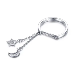(image for) Pandora Style Silver Star & Moon Ring - SCR407