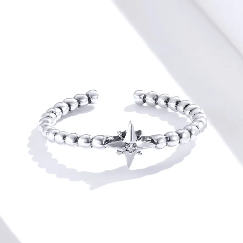 (image for) Pandora Style Silver Star Open Ring - SCR647 - View 2