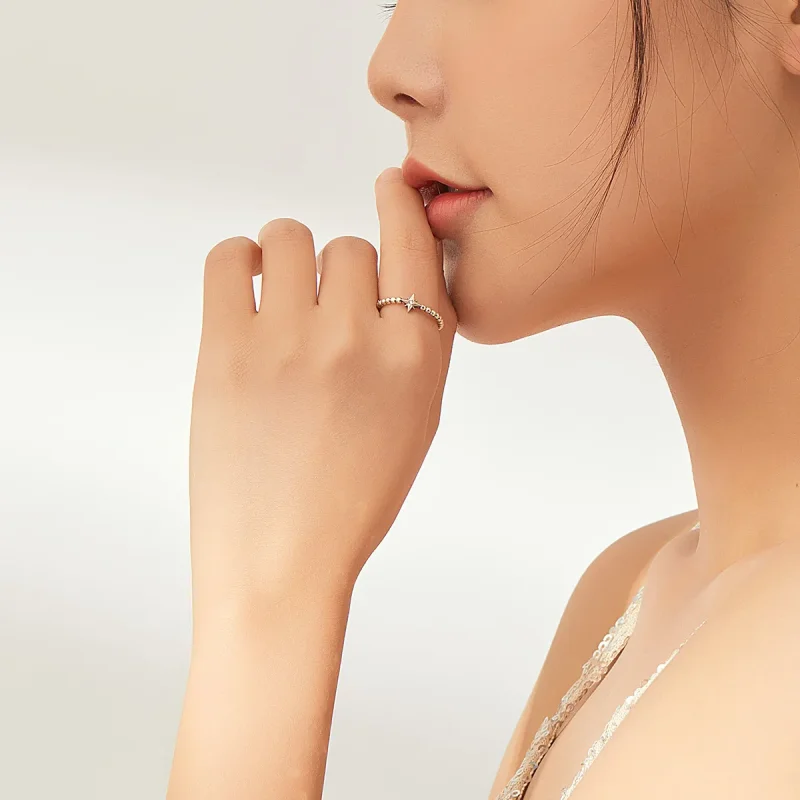 (image for) Pandora Style Silver Star Open Ring - SCR647 - View 5