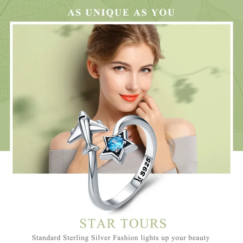(image for) Pandora Style Silver Star Tours Ring - SCR322 - View 2
