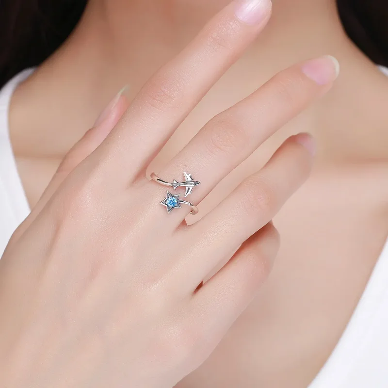 (image for) Pandora Style Silver Star Tours Ring - SCR322 - View 3