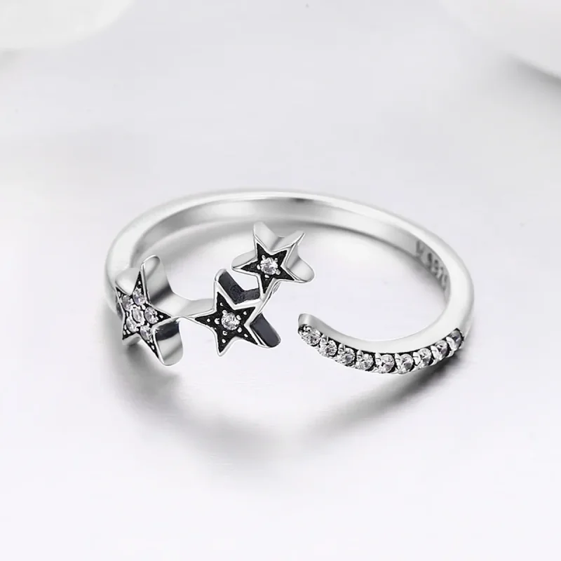 (image for) Pandora Style Silver Star Wish Ring - SCR312 - View 5