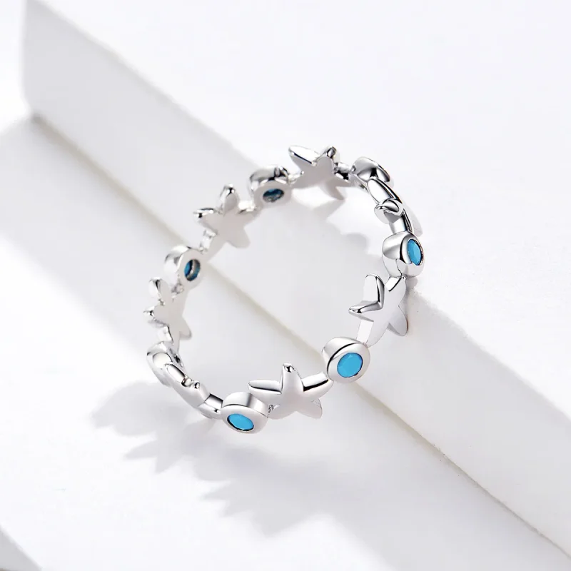 (image for) Pandora Style Silver Starfish Ring - SCR527 - View 3