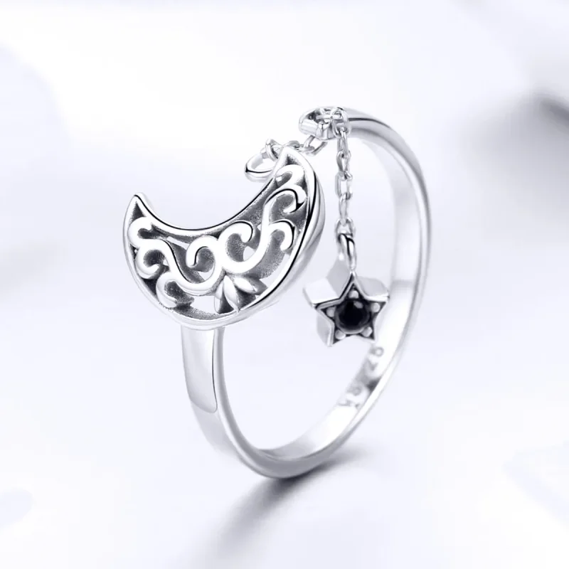 (image for) Pandora Style Silver Starlight Moon Ring - SCR479 - View 2
