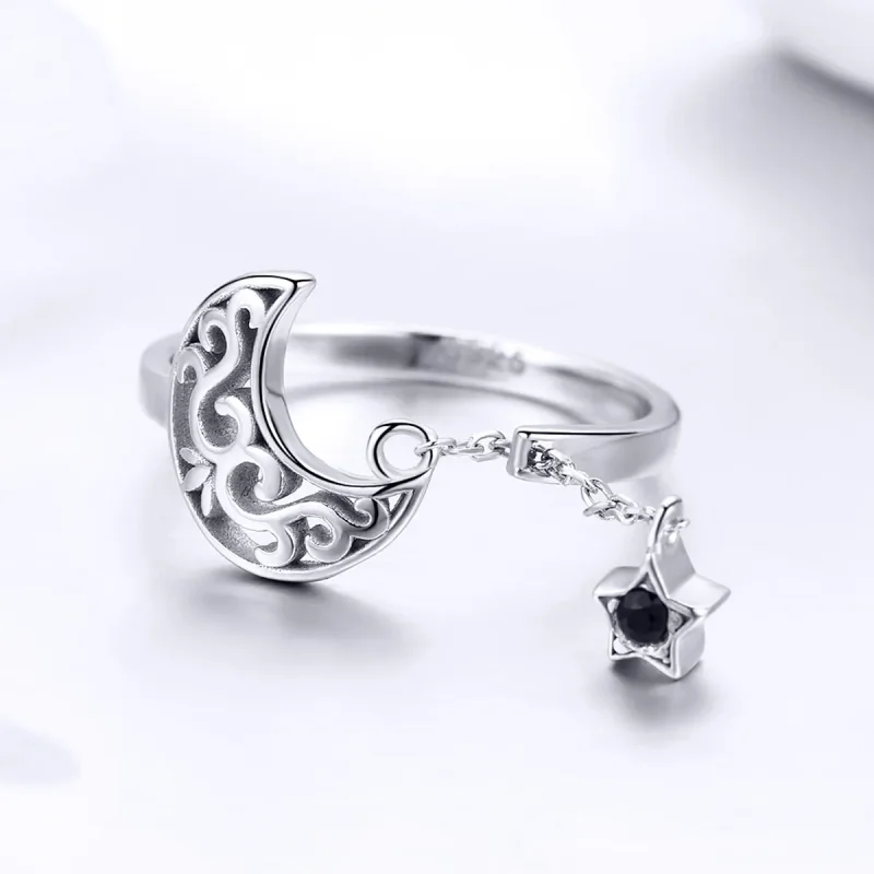 (image for) Pandora Style Silver Starlight Moon Ring - SCR479 - View 3