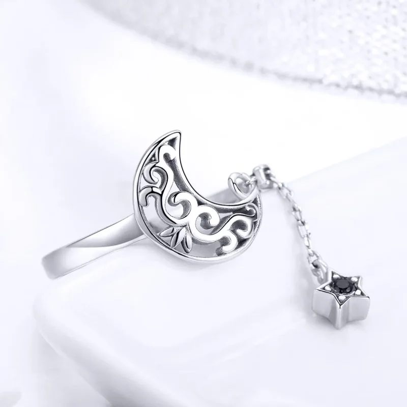 (image for) Pandora Style Silver Starlight Moon Ring - SCR479 - View 4