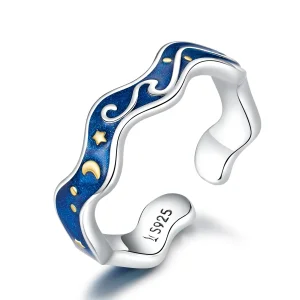 (image for) Pandora Style Silver Starry Sky From Van Gogh Open Ring - SCR608