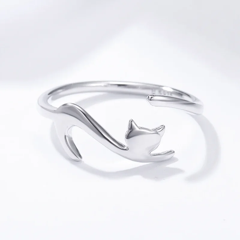 (image for) Pandora Style Silver Sticky Cat Ring - SCR220 - View 4
