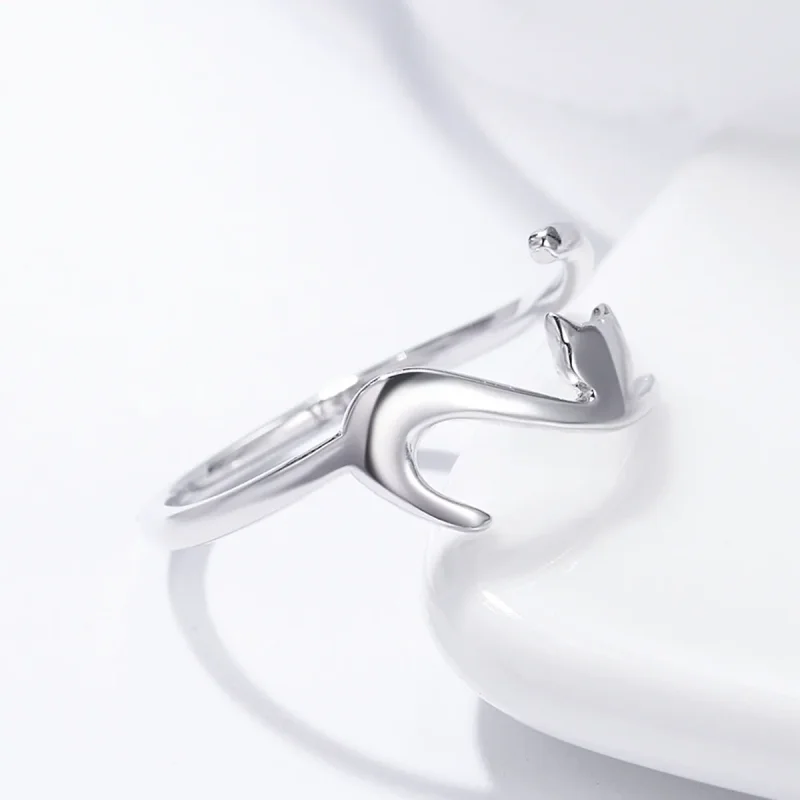 (image for) Pandora Style Silver Sticky Cat Ring - SCR220 - View 5