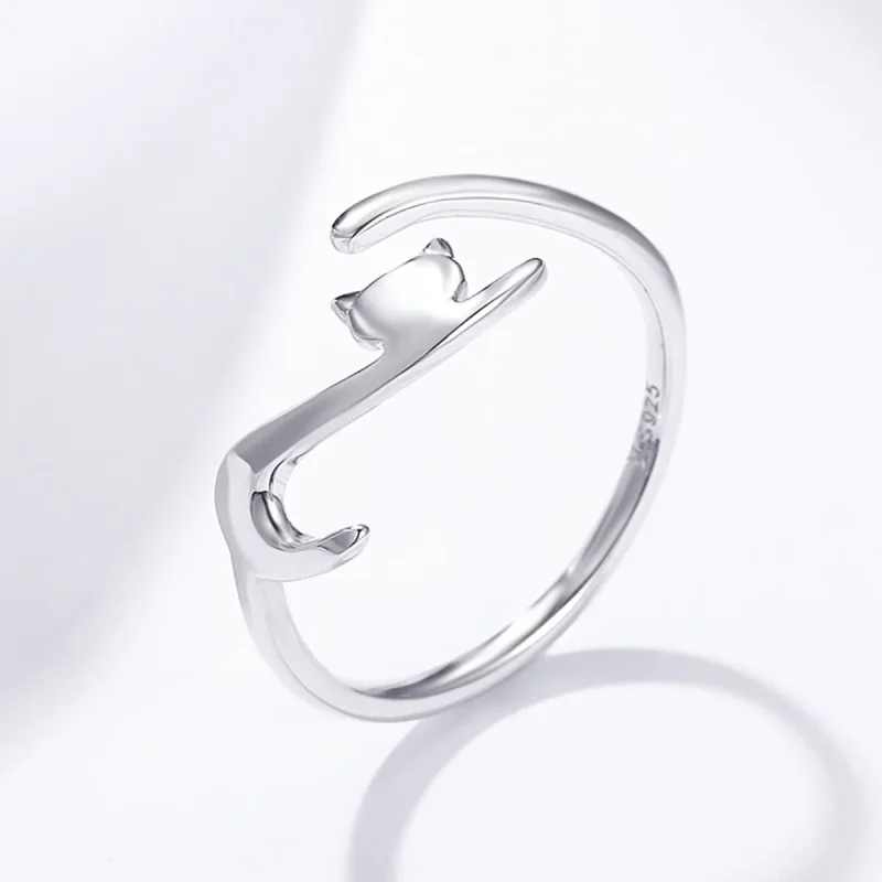 (image for) Pandora Style Silver Sticky Cat Ring - SCR220 - View 6