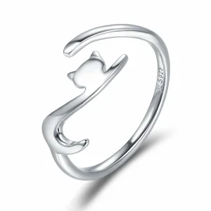 (image for) Pandora Style Silver Sticky Cat Ring - SCR220