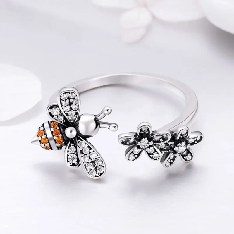 (image for) Pandora Style Silver Story of The Bee Ring - SCR422 - View 3