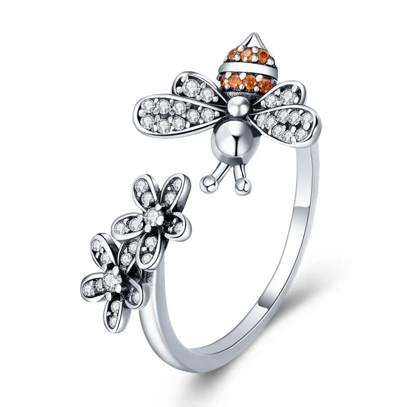 (image for) Pandora Style Silver Story of The Bee Ring - SCR422