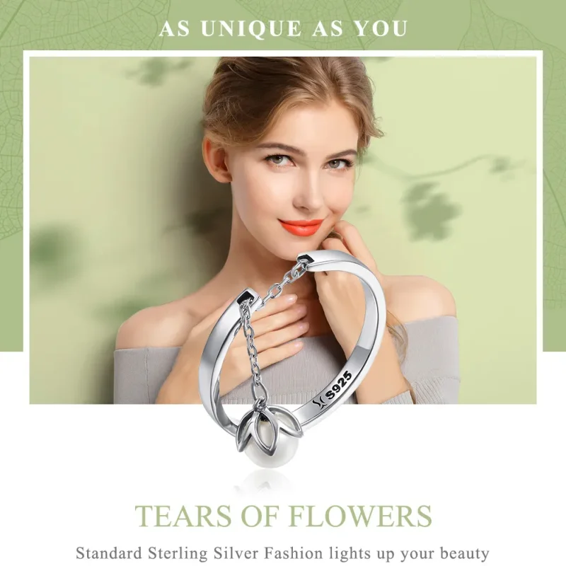 (image for) Pandora Style Silver Tears of Flowers Ring - SCR165 - View 2