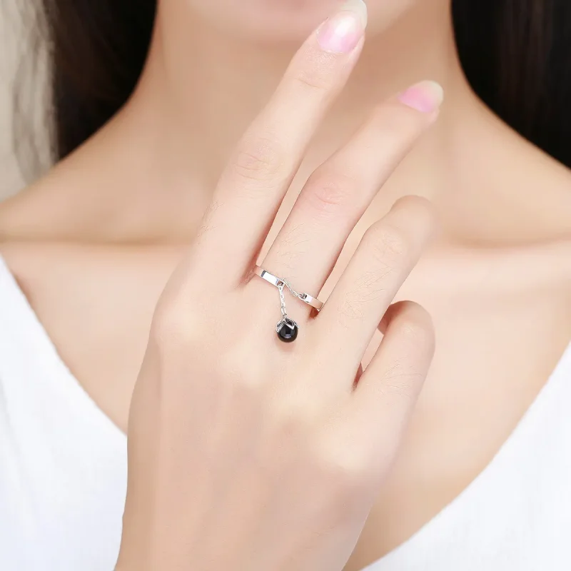 (image for) Pandora Style Silver Tears of Flowers Adjustable Ring - SCR314 - View 3
