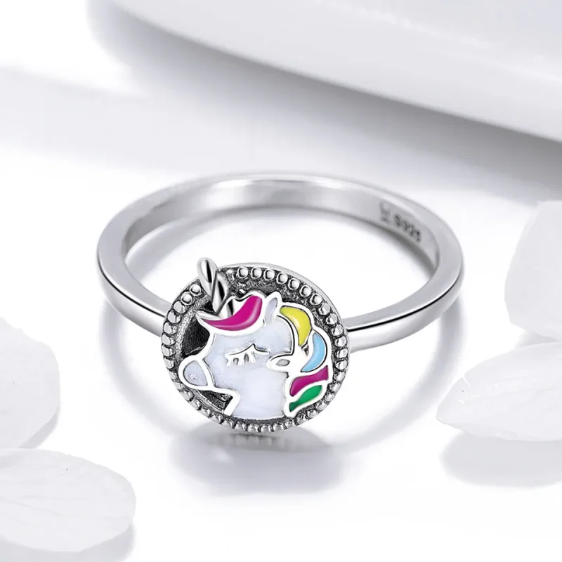 (image for) Pandora Style Silver Unicorn Memory Ring - SCR388 - View 3