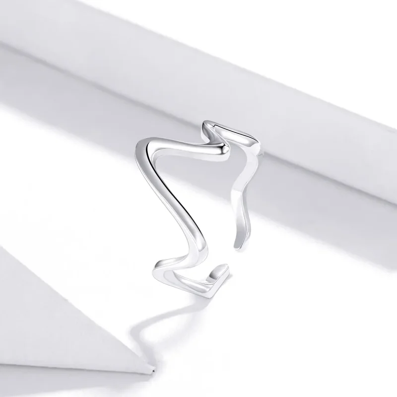 (image for) Pandora Style Silver Wave Open Ring - SCR673 - View 2