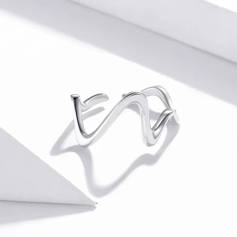 (image for) Pandora Style Silver Wave Open Ring - SCR673 - View 3
