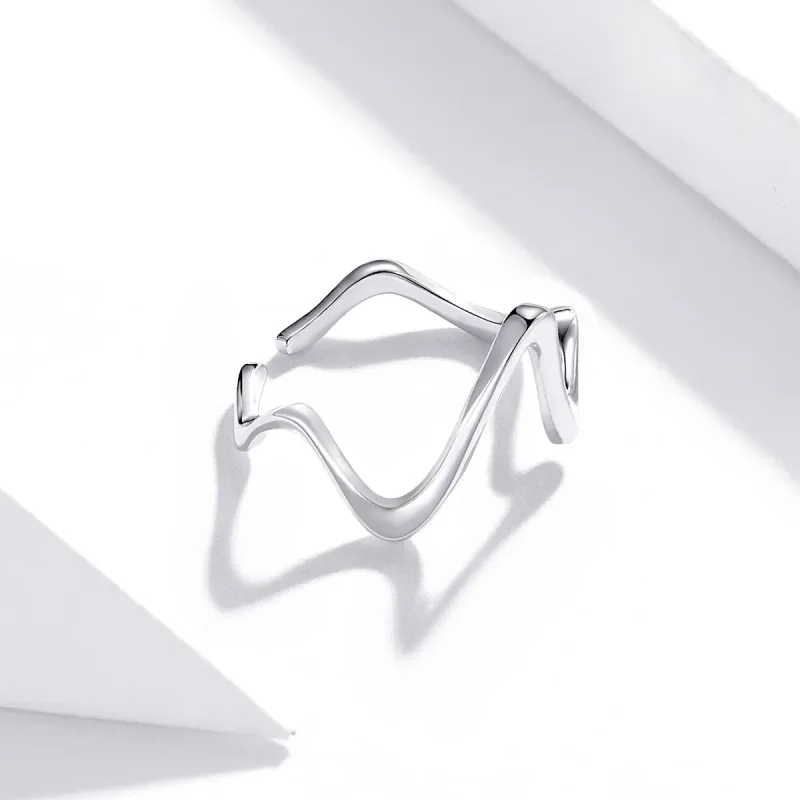 (image for) Pandora Style Silver Wave Open Ring - SCR673 - View 4