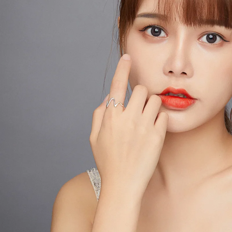 (image for) Pandora Style Silver Wave Open Ring - SCR673 - View 5