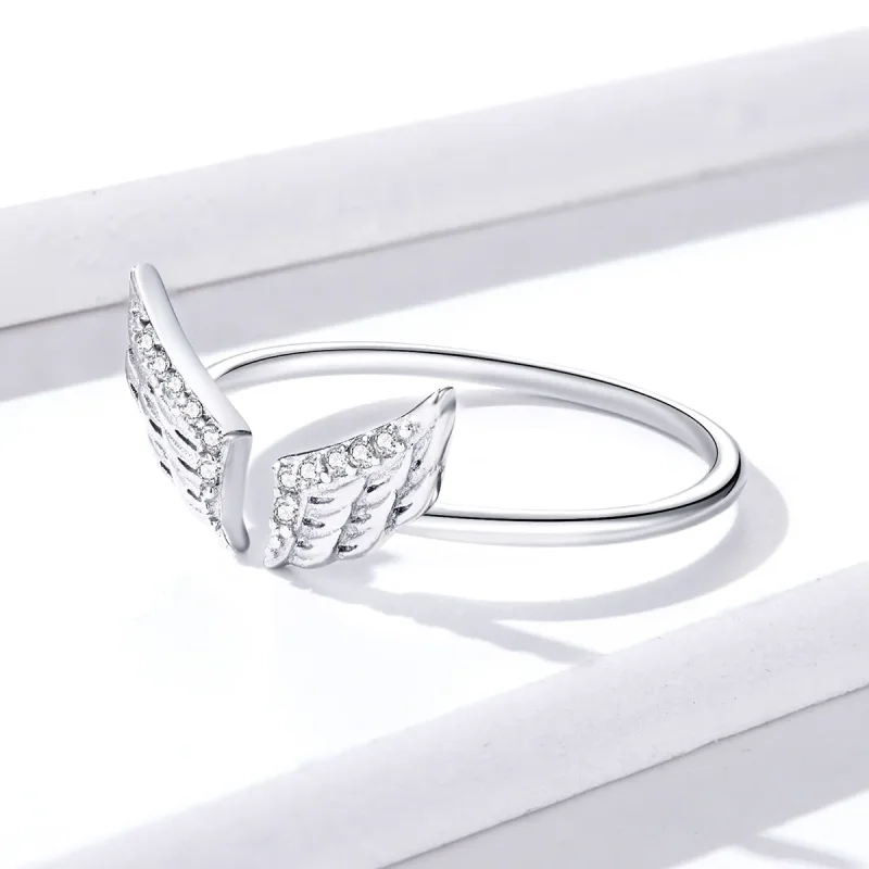 (image for) Pandora Style Silver Wings Open Ring - BSR108 - View 3