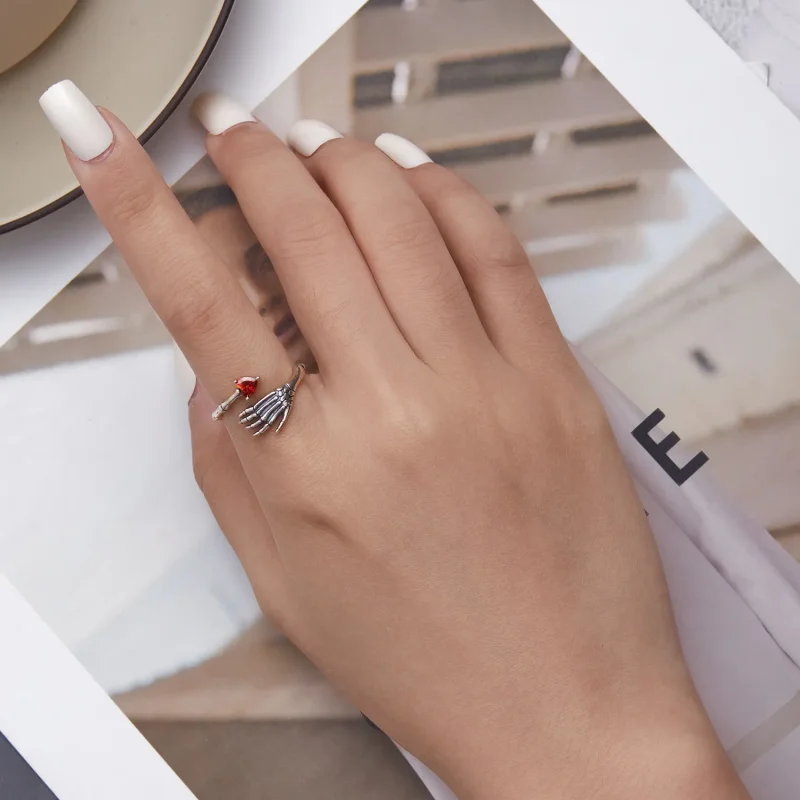 (image for) Pandora Style Skull Hand Open Ring - SCR876 - View 4