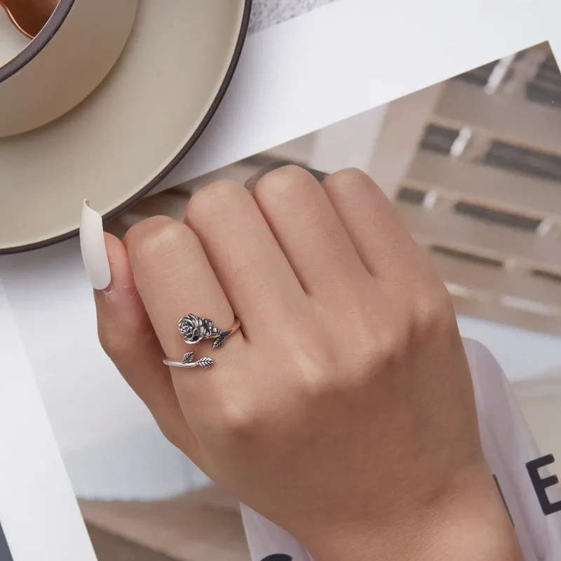 (image for) Pandora Style Skull Rose Open Ring - SCR879 - View 6