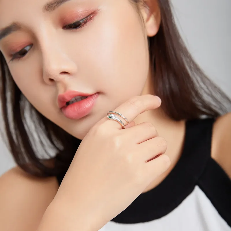 (image for) Pandora Style Snake Open Ring - BSR169 - View 6