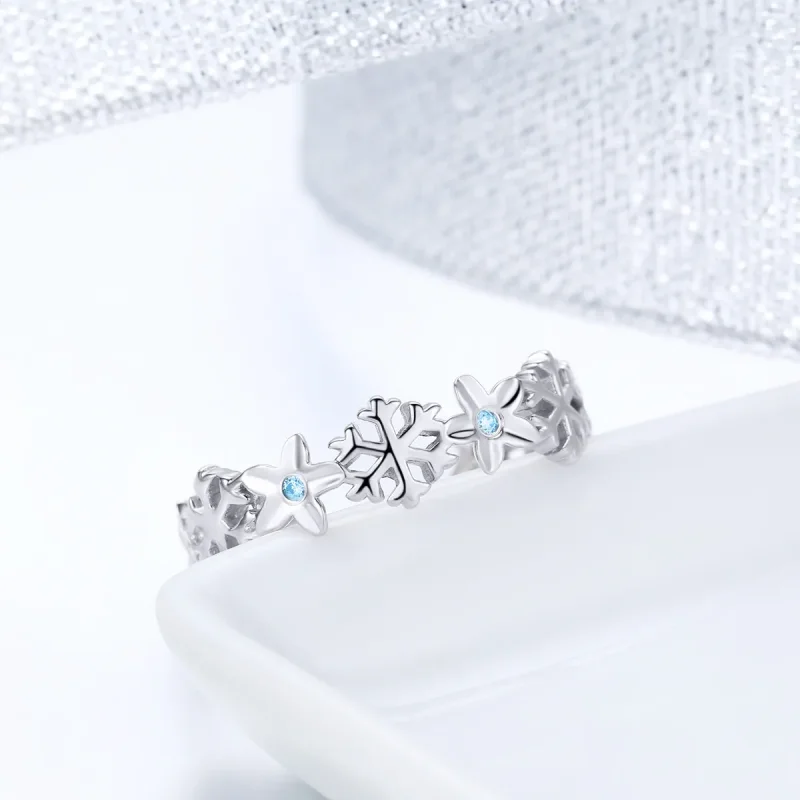 (image for) Pandora Style Snow Flower Open Ring - BSR015 - View 4