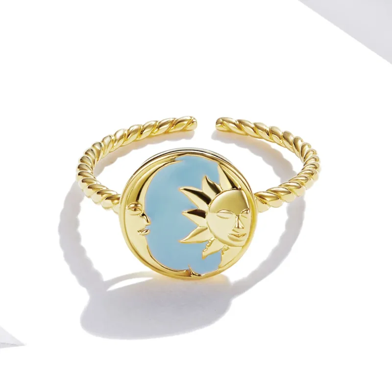 (image for) Pandora Style Sun and Moon Shine Together Open Ring - SCR732 - View 3