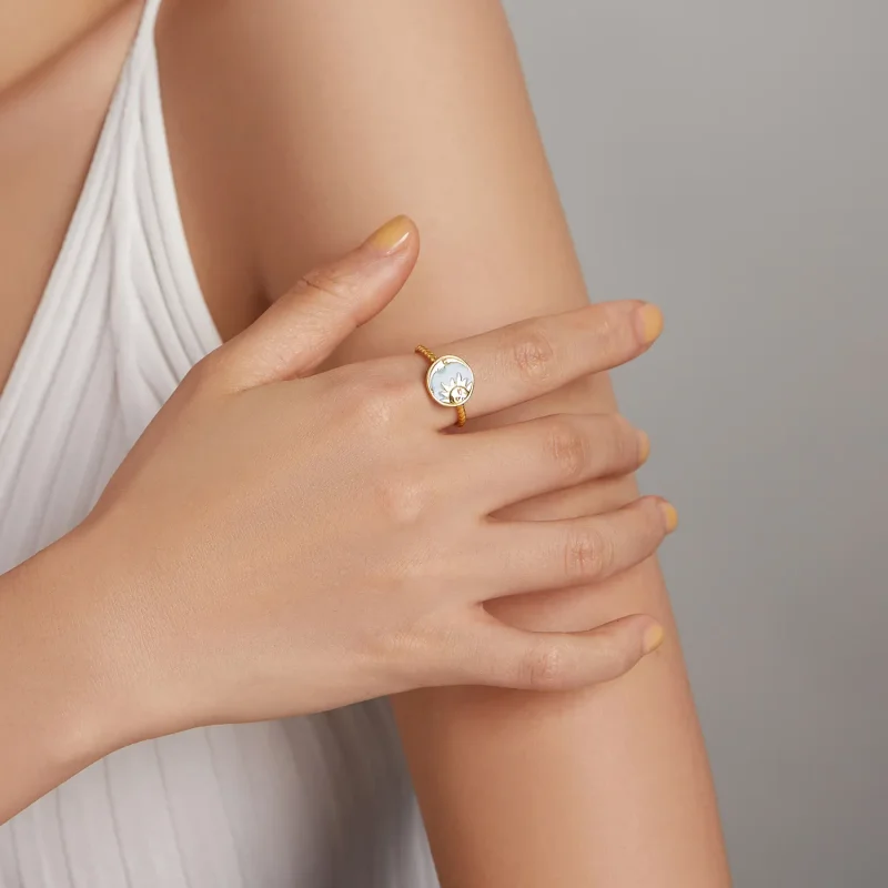 (image for) Pandora Style Sun and Moon Shine Together Open Ring - SCR732 - View 7