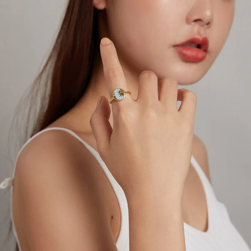 (image for) Pandora Style Sun and Moon Shine Together Open Ring - SCR732 - View 8