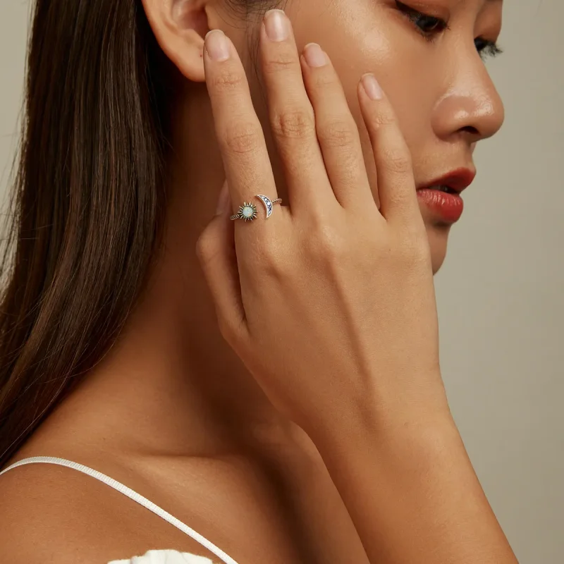 (image for) Pandora Style Sun, Moon, Stars Bestie Open Ring - SCR796 - View 6