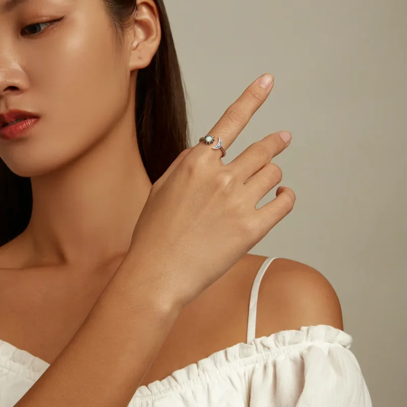 (image for) Pandora Style Sun, Moon, Stars Bestie Open Ring - SCR796 - View 7