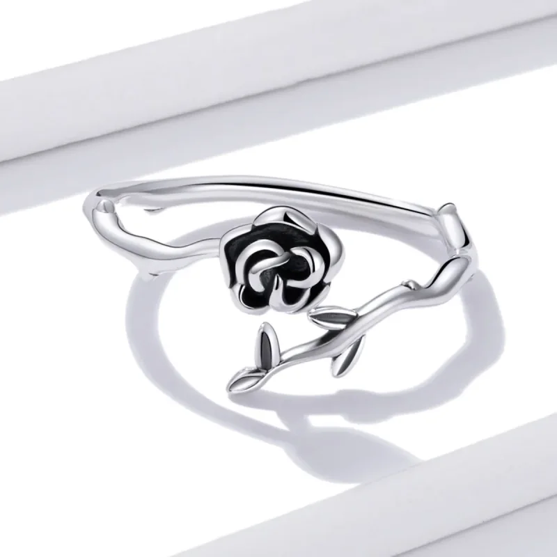 (image for) Pandora Style Thorny Rose Open Ring - BSR196 - View 4