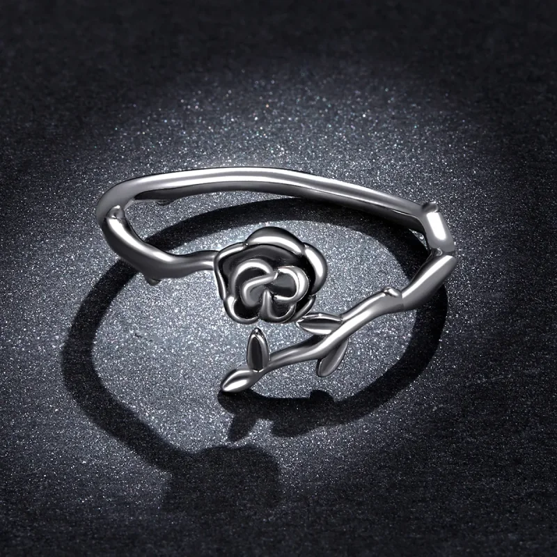 (image for) Pandora Style Thorny Rose Open Ring - BSR196 - View 5