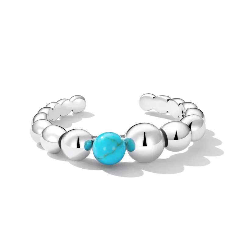 (image for) Pandora Style Turquoise Beans Open Ring - SCR833 - View 3