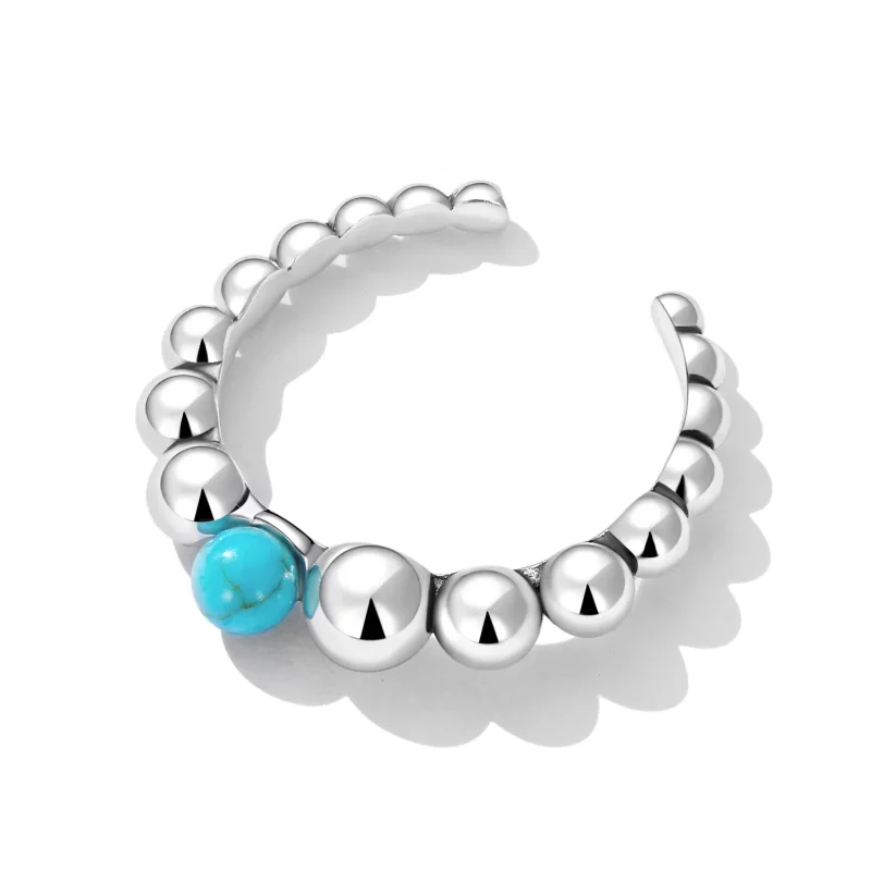 (image for) Pandora Style Turquoise Beans Open Ring - SCR833 - View 4