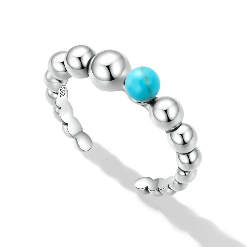 (image for) Pandora Style Turquoise Beans Open Ring - SCR833 - View 5