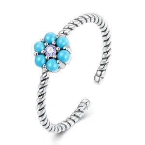 (image for) Pandora Style Turquoise Florets Open Ring - SCR884