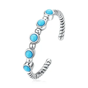 (image for) Pandora Style Turquoise Twist Open Ring - SCR823
