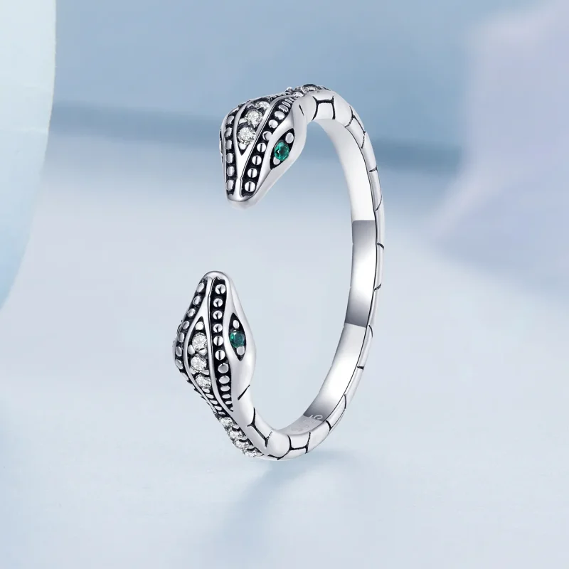 (image for) Pandora Style Two-Headed Snake Open Ring - BSR317 - View 2