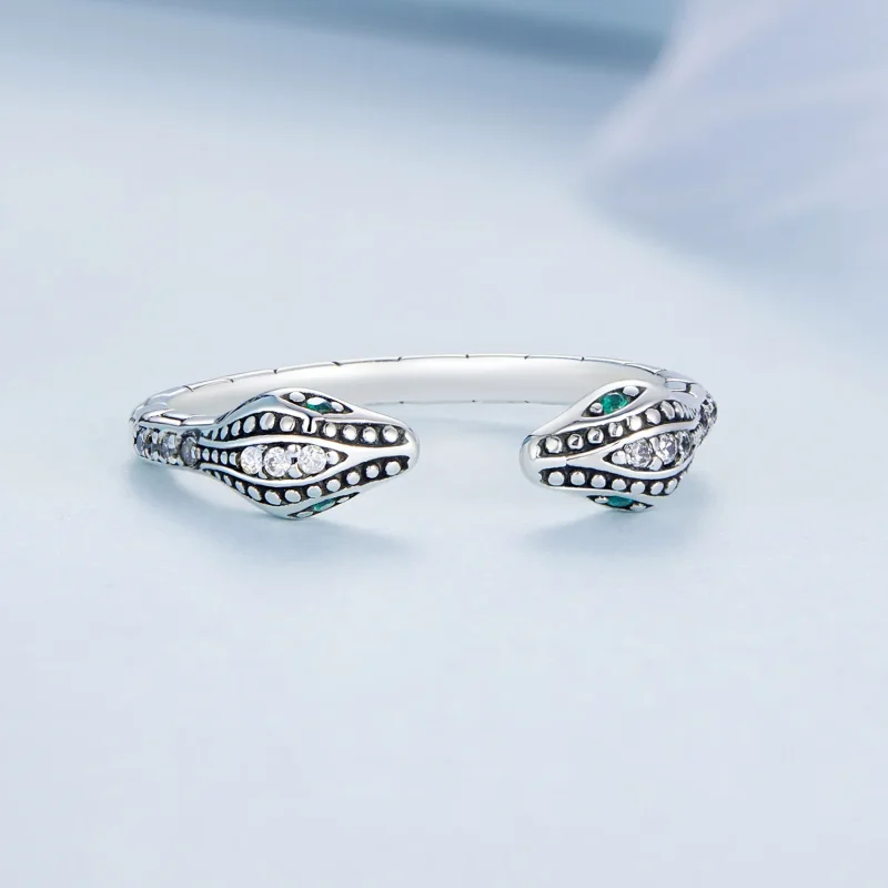 (image for) Pandora Style Two-Headed Snake Open Ring - BSR317 - View 3