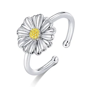 (image for) Pandora Style Two Tone Daisy Flower Open Ring - SCR616
