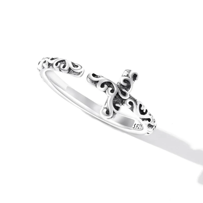 (image for) Pandora Style Vintage Cross Open Ring - VSR162 - View 4