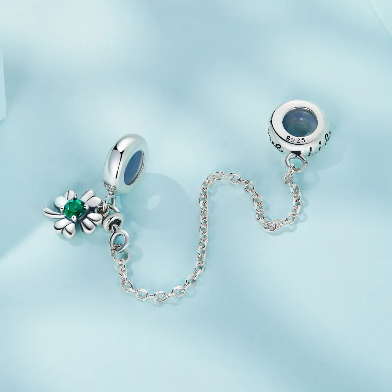 (image for) Pandora Style Four Leaf Clover Safety Chain - SCC2372 - View 2