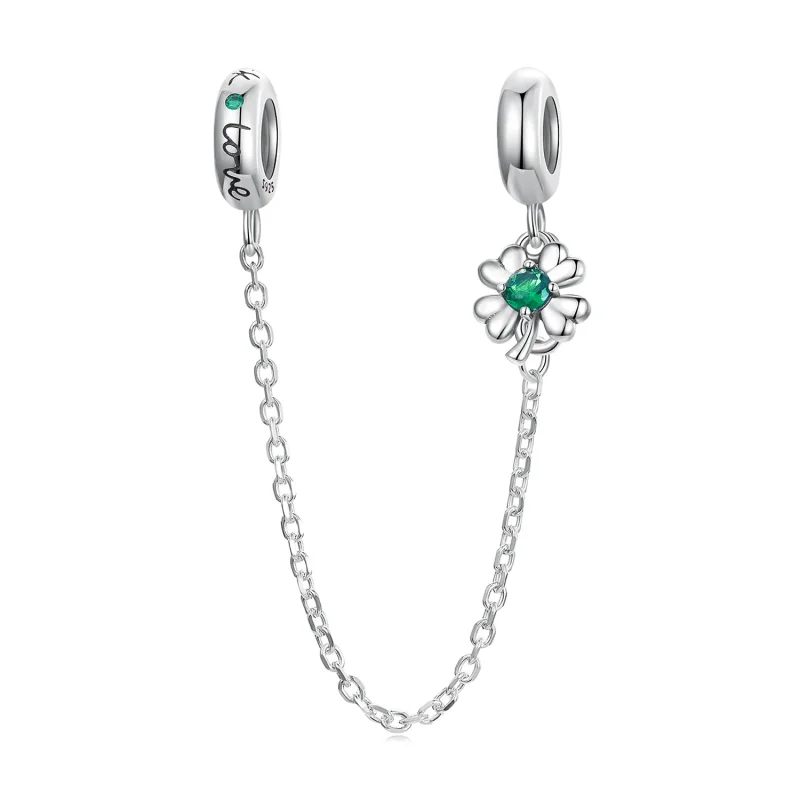 (image for) Pandora Style Four Leaf Clover Safety Chain - SCC2372