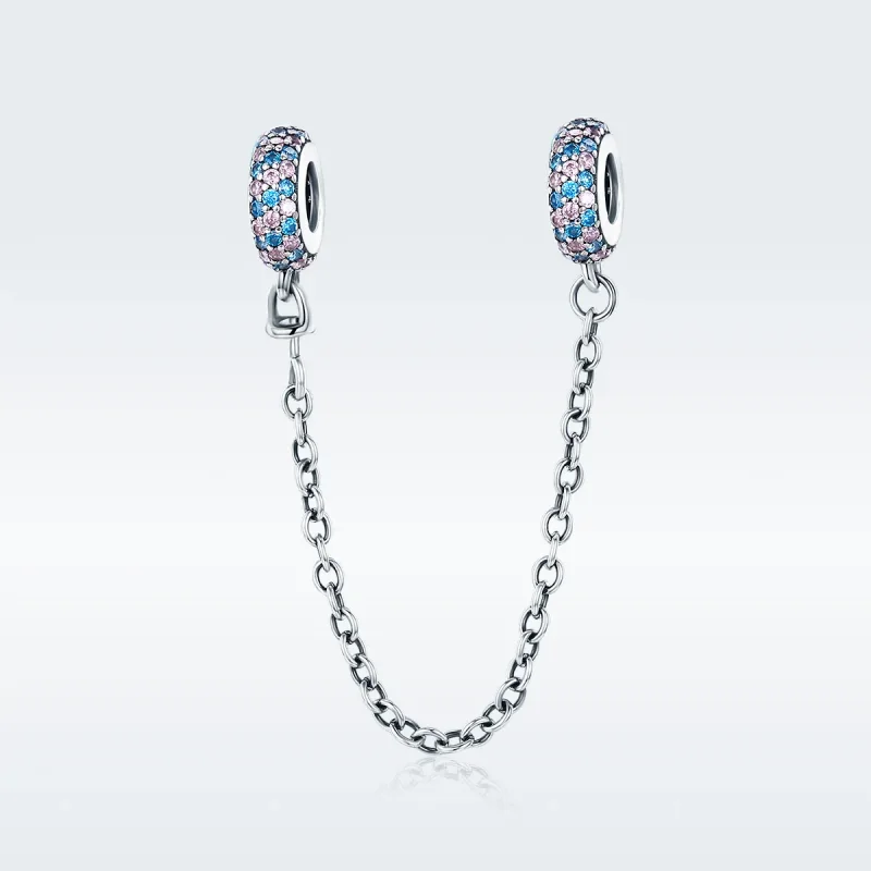 (image for) Pandora Style Pink Blue Miracle Safety Chain - SCC379 - View 2